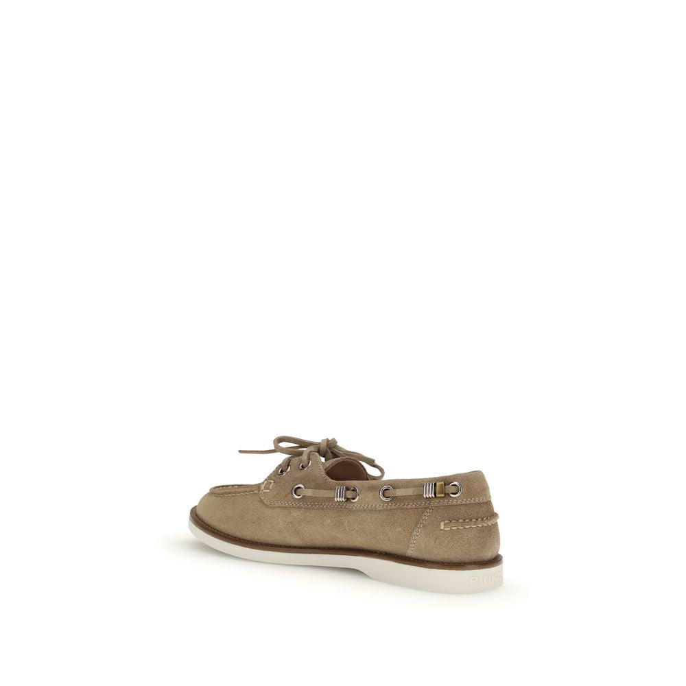 PINKO Beige Calf Leather Bos Taurus Slipper Loafers