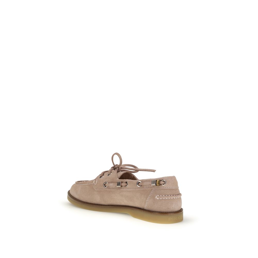 PINKO Beige Kalbsleder Bos Taurus Slipper-Loafer