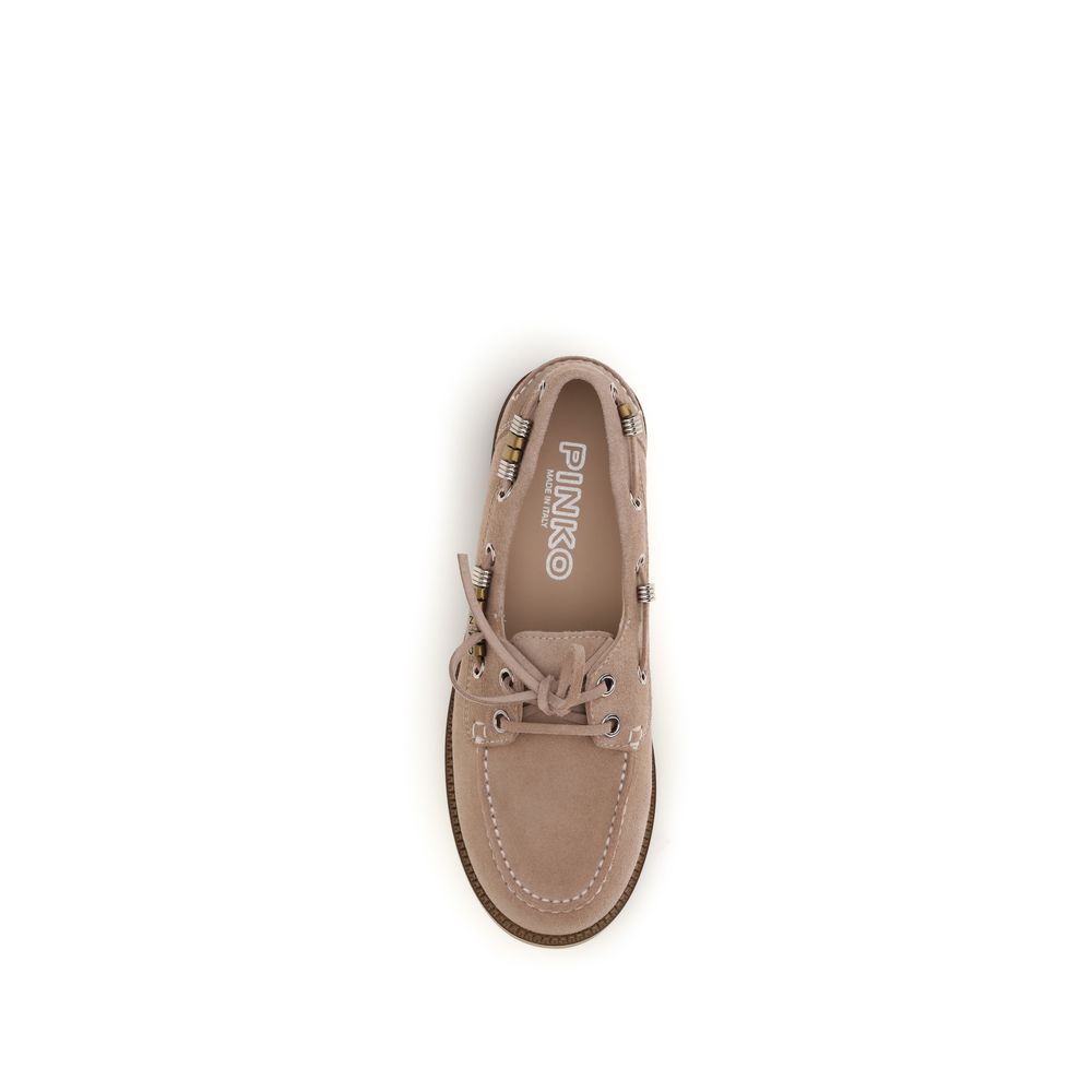 PINKO Beige Kalbsleder Bos Taurus Slipper-Loafer