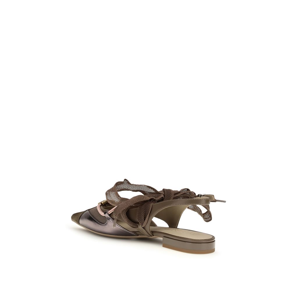 PINKO Braune Kalbsleder-Ballerinas Bos Taurus