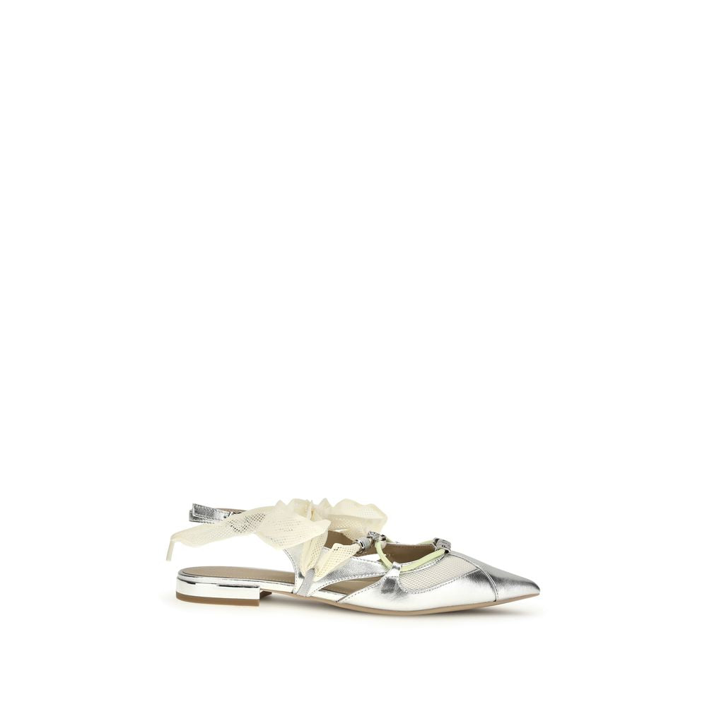 PINKO ballet flats made of silver calf leather Bos Taurus
