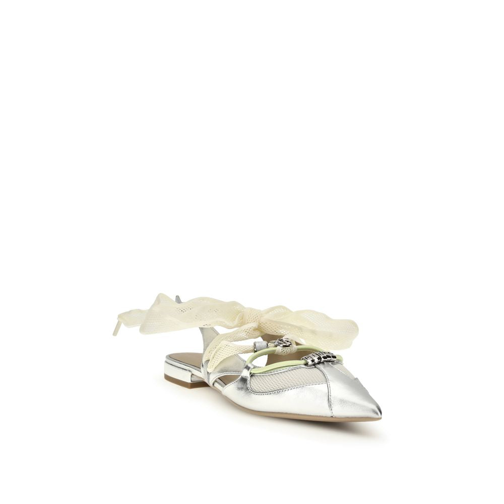 PINKO ballet flats made of silver calf leather Bos Taurus