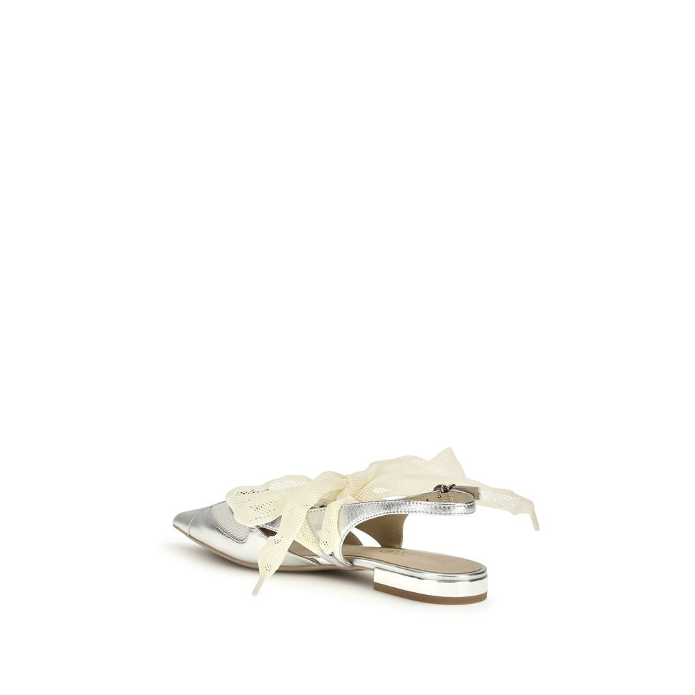 PINKO ballet flats made of silver calf leather Bos Taurus