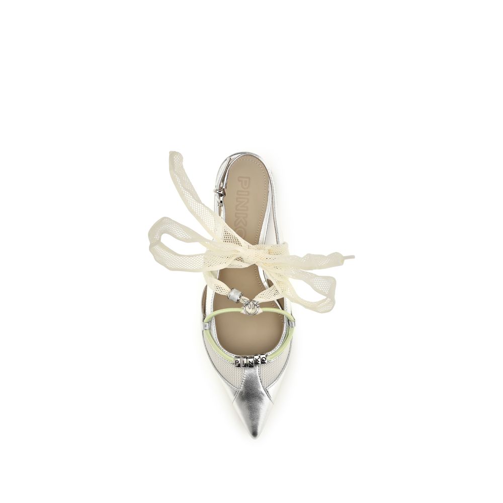 PINKO ballet flats made of silver calf leather Bos Taurus