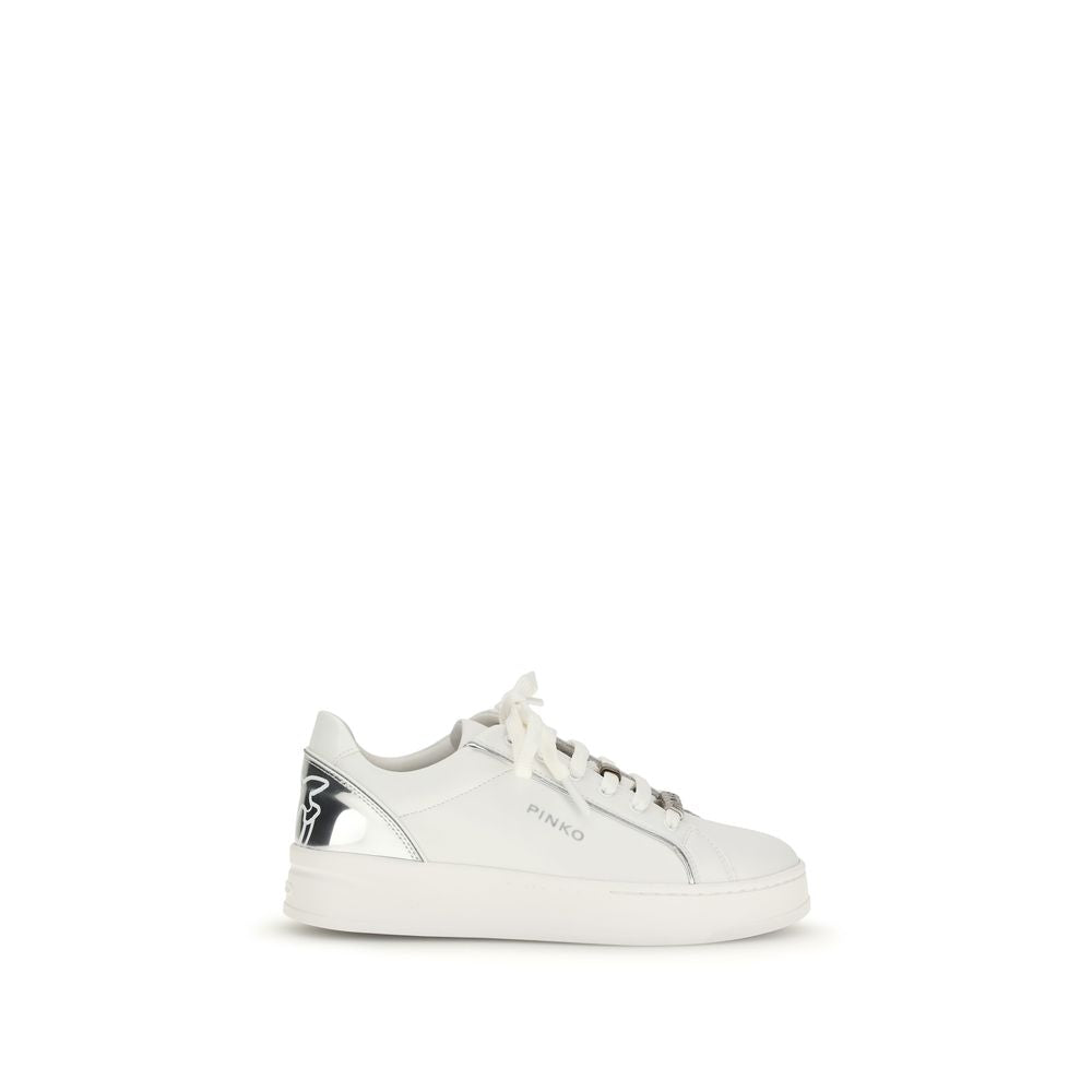 PINKO Weiße Low-Top-Sneaker aus Kalbsleder Bos Taurus