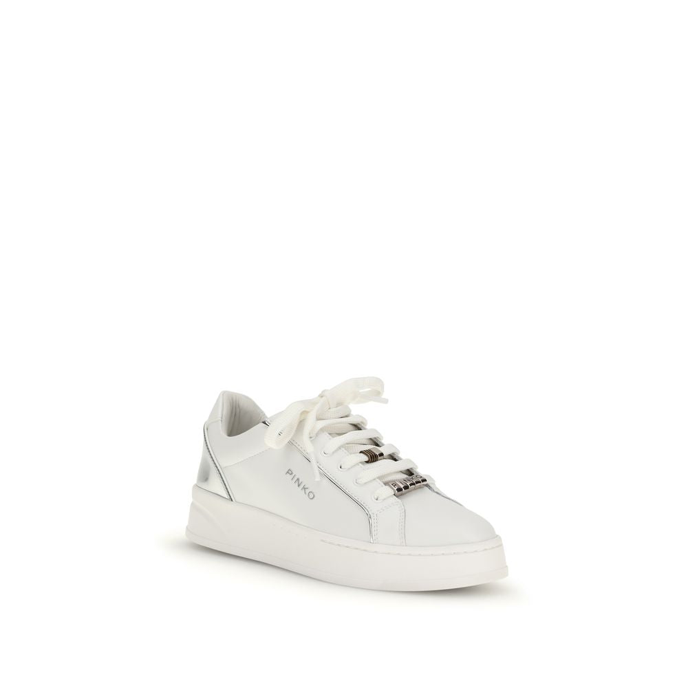 PINKO Weiße Low-Top-Sneaker aus Kalbsleder Bos Taurus