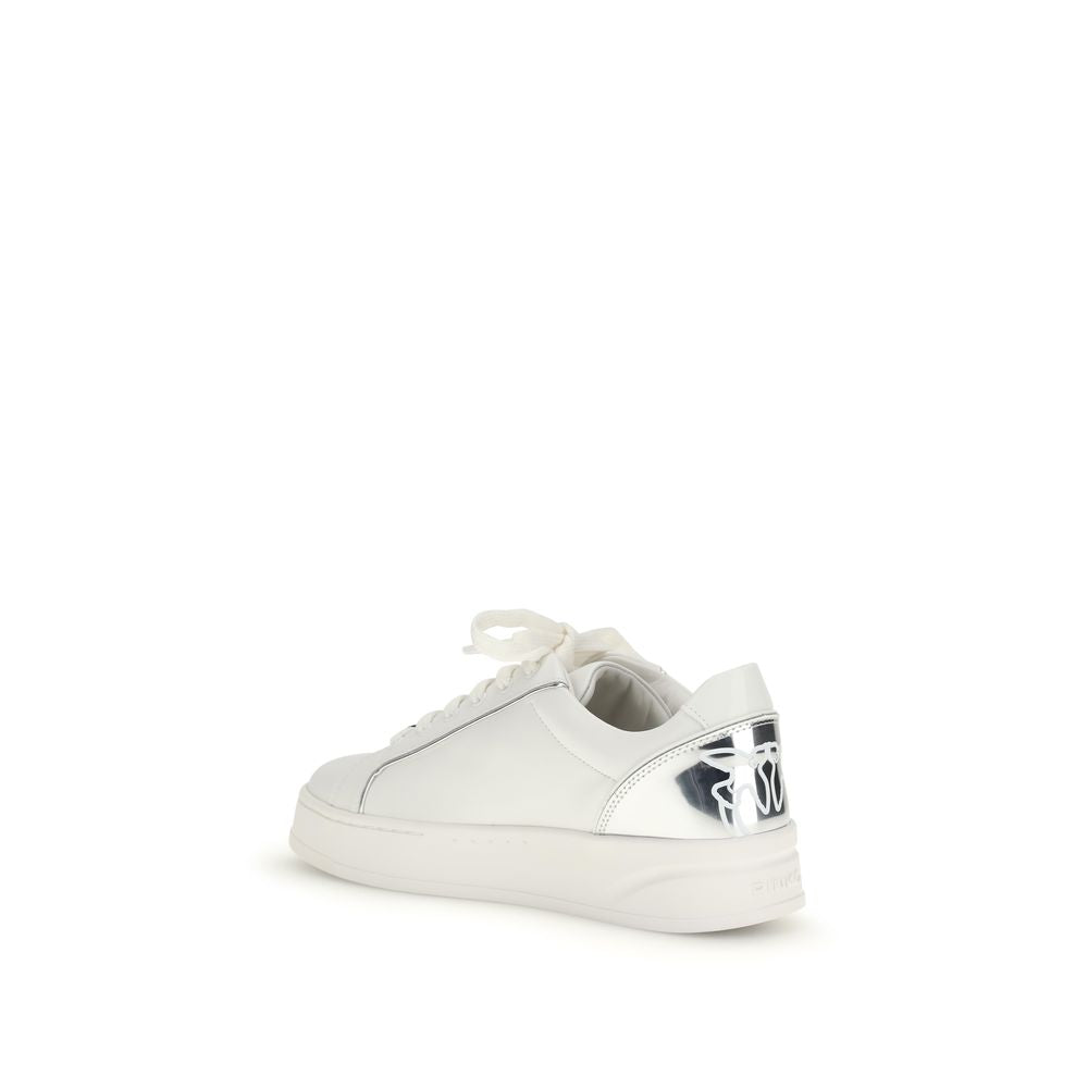 PINKO Weiße Low-Top-Sneaker aus Kalbsleder Bos Taurus