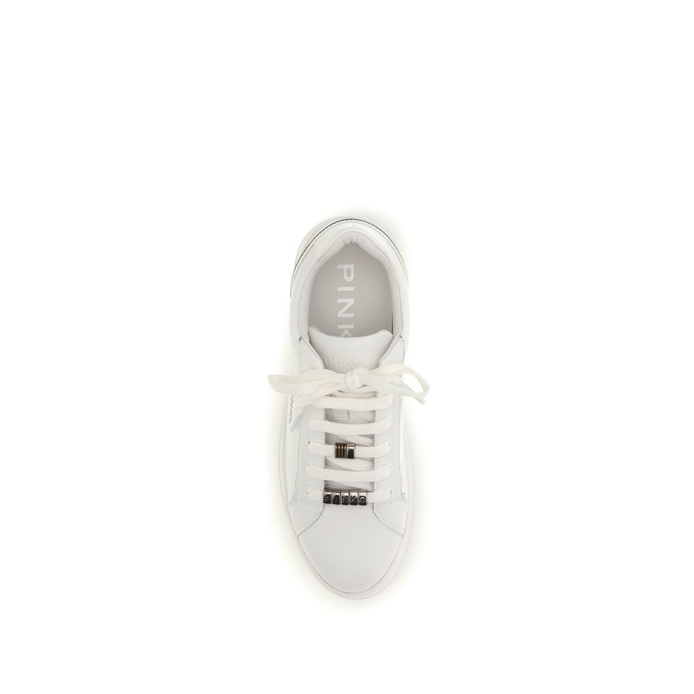 PINKO Weiße Low-Top-Sneaker aus Kalbsleder Bos Taurus