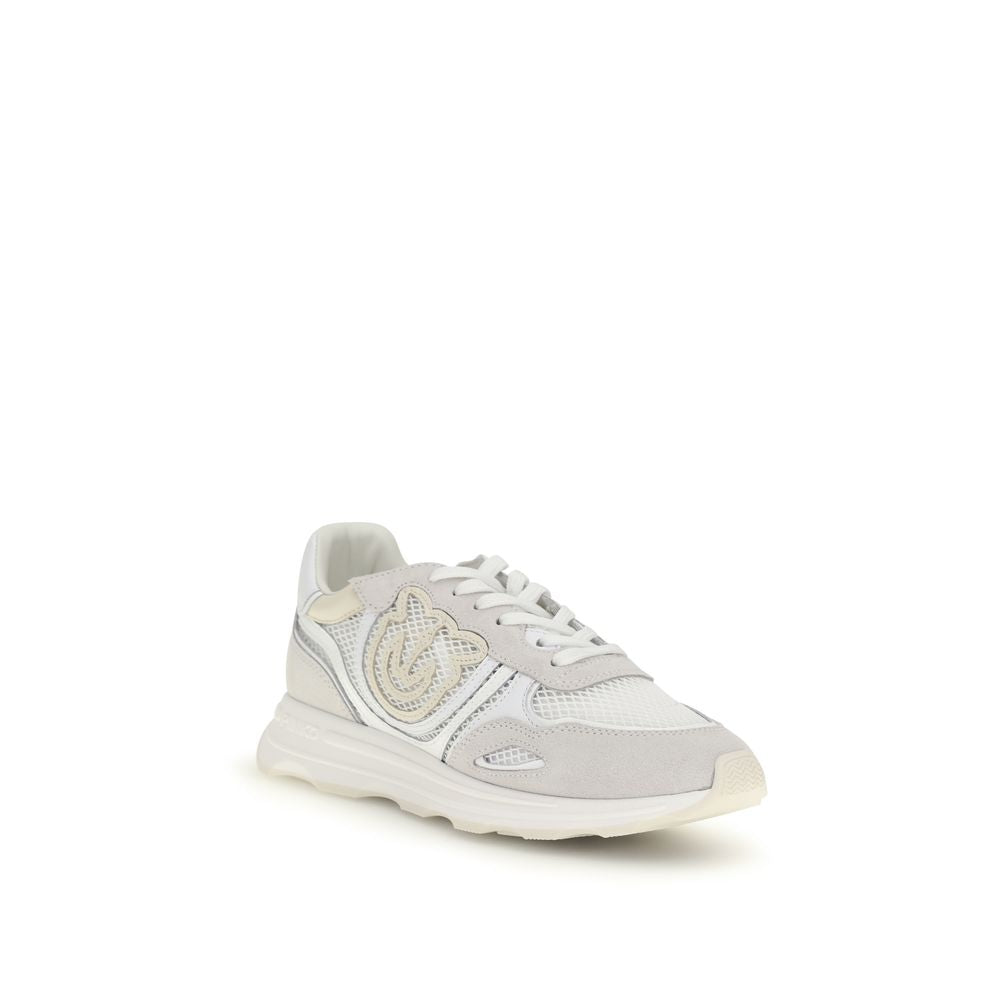 PINKO White Bos Taurus Calf Leather Athletic Sneakers
