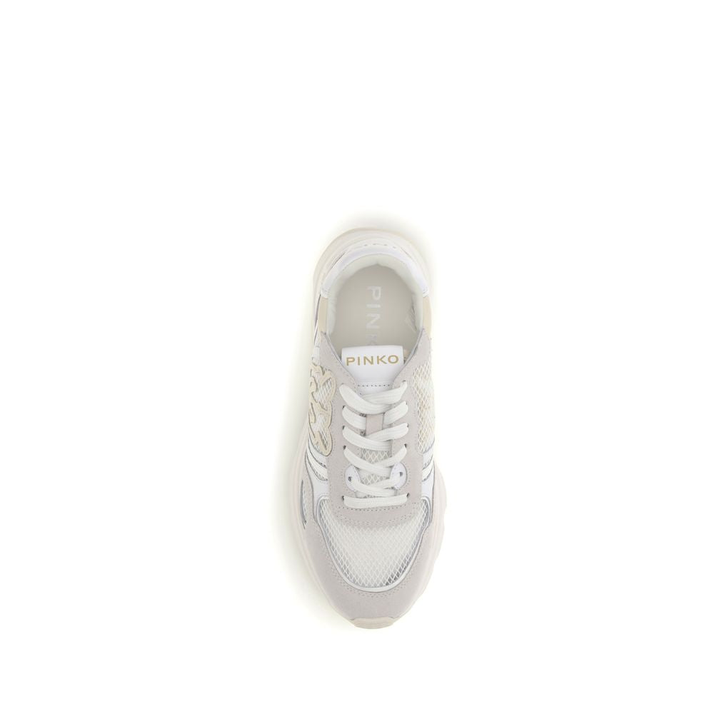 PINKO White Bos Taurus Calf Leather Athletic Sneakers