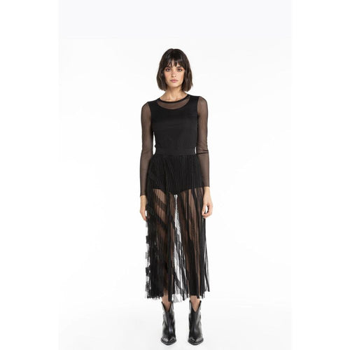 Patrizia Pepe Schwarzer Polyester-Maxirock
