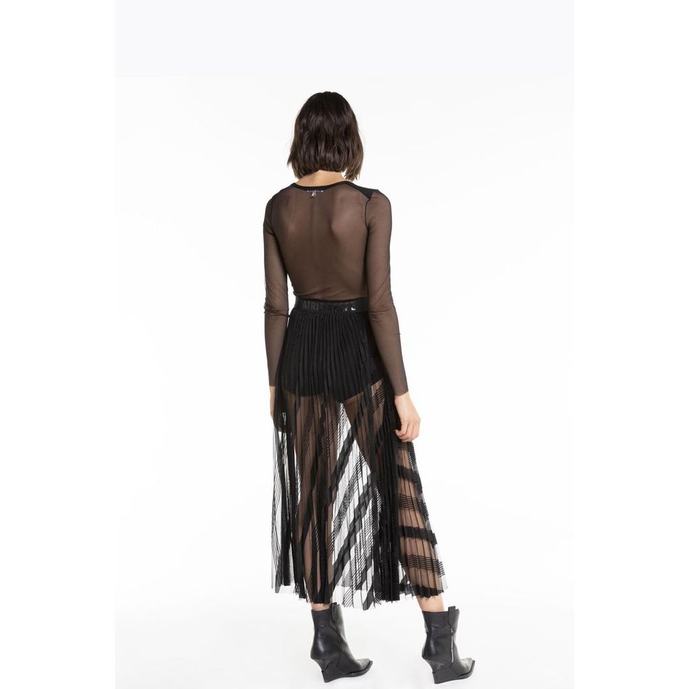 Patrizia Pepe Schwarzer Polyester-Maxirock