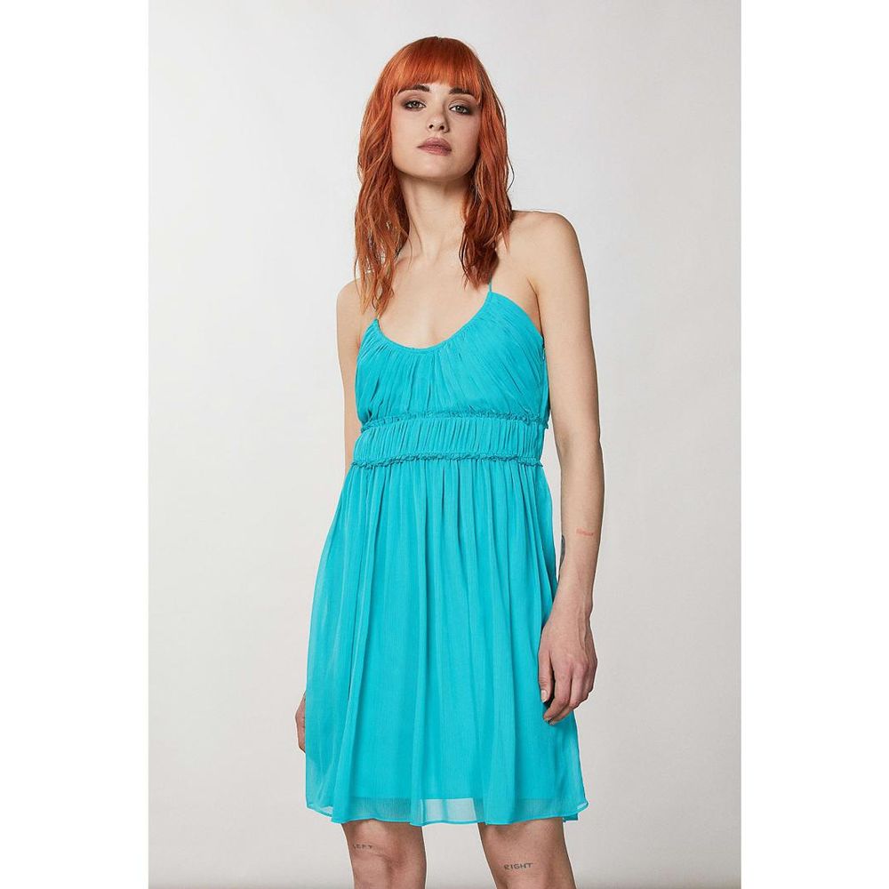 Patrizia Pepe Türkisfarbenes Polyester-Freizeitkleid
