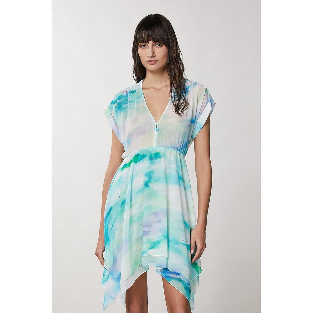 Patrizia Pepe Türkisfarbenes Polyester-Freizeitkleid