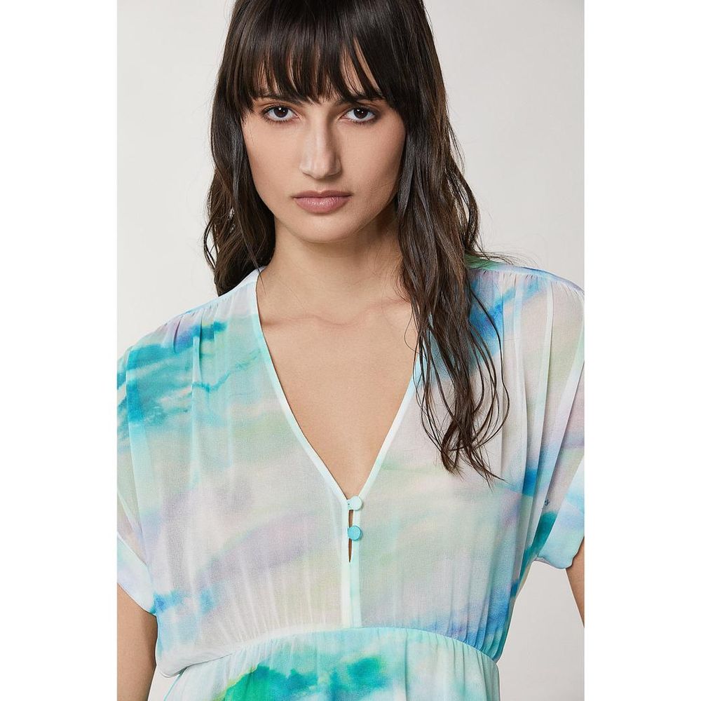 Patrizia Pepe Türkisfarbenes Polyester-Freizeitkleid