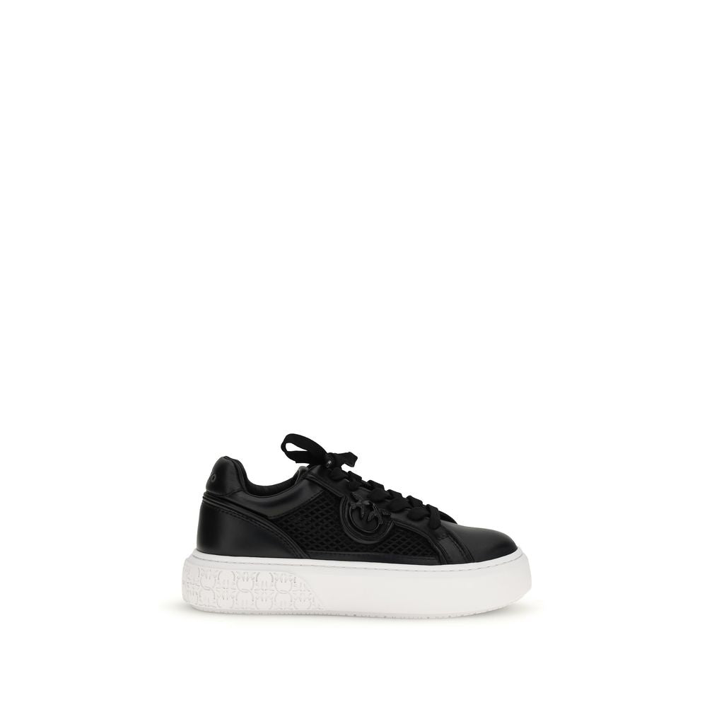 PINKO Schwarze Bos Taurus Kalbsleder Plateau-Sneaker