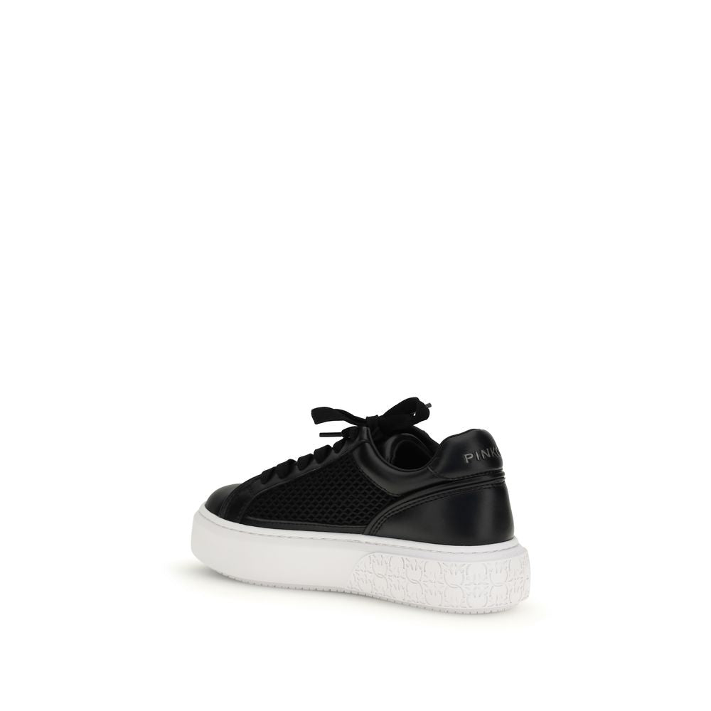 PINKO Schwarze Bos Taurus Kalbsleder Plateau-Sneaker