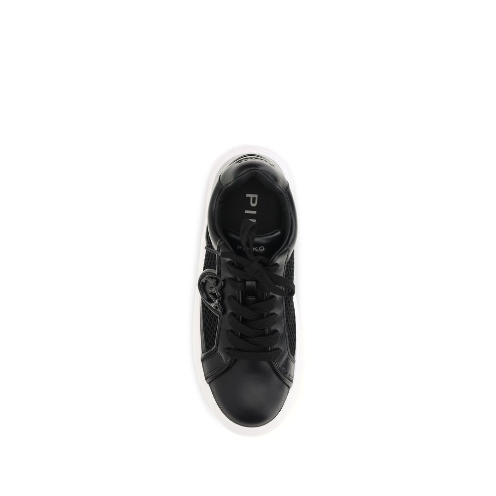 PINKO Schwarze Bos Taurus Kalbsleder Plateau-Sneaker