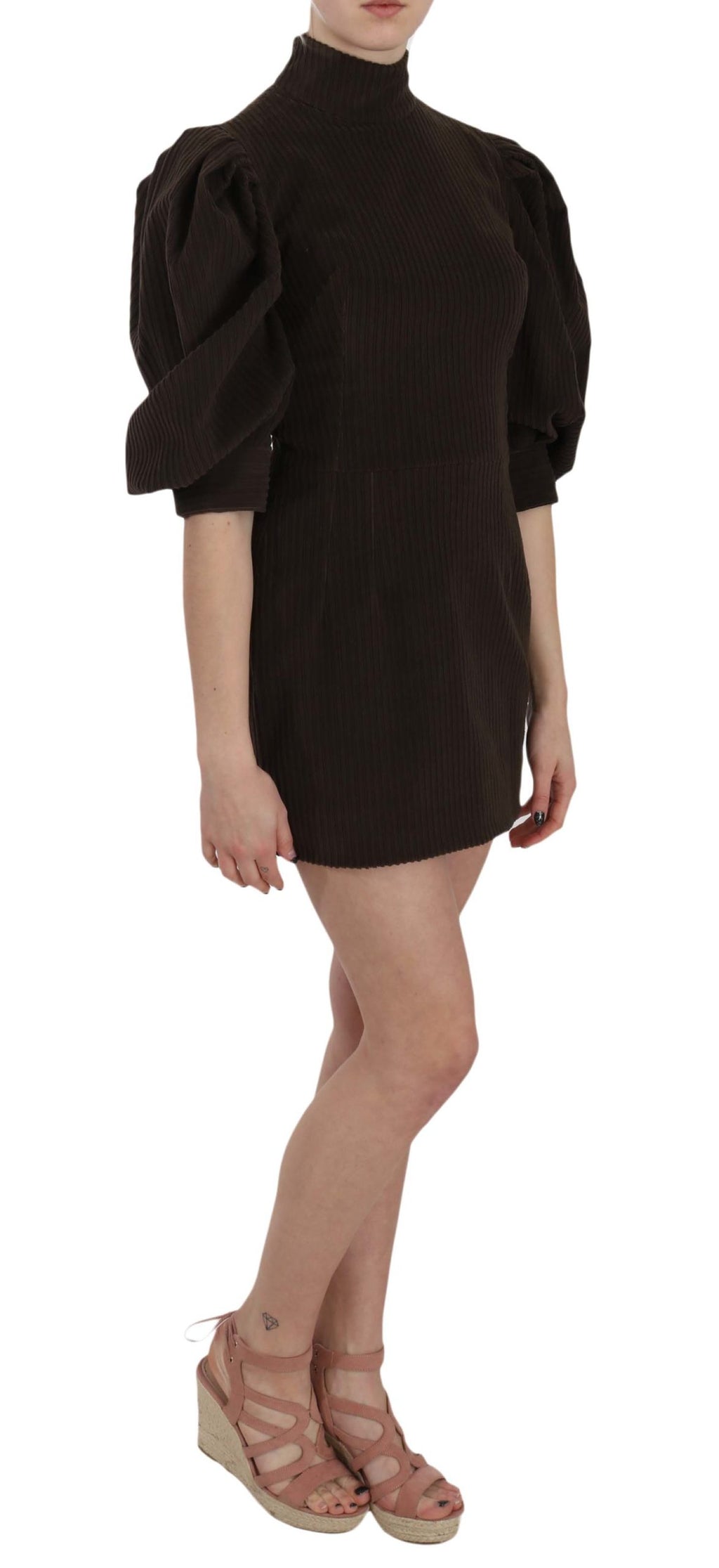 Dolce & Gabbana Braunes Kord-Bodycon-Minikleid aus Baumwolle