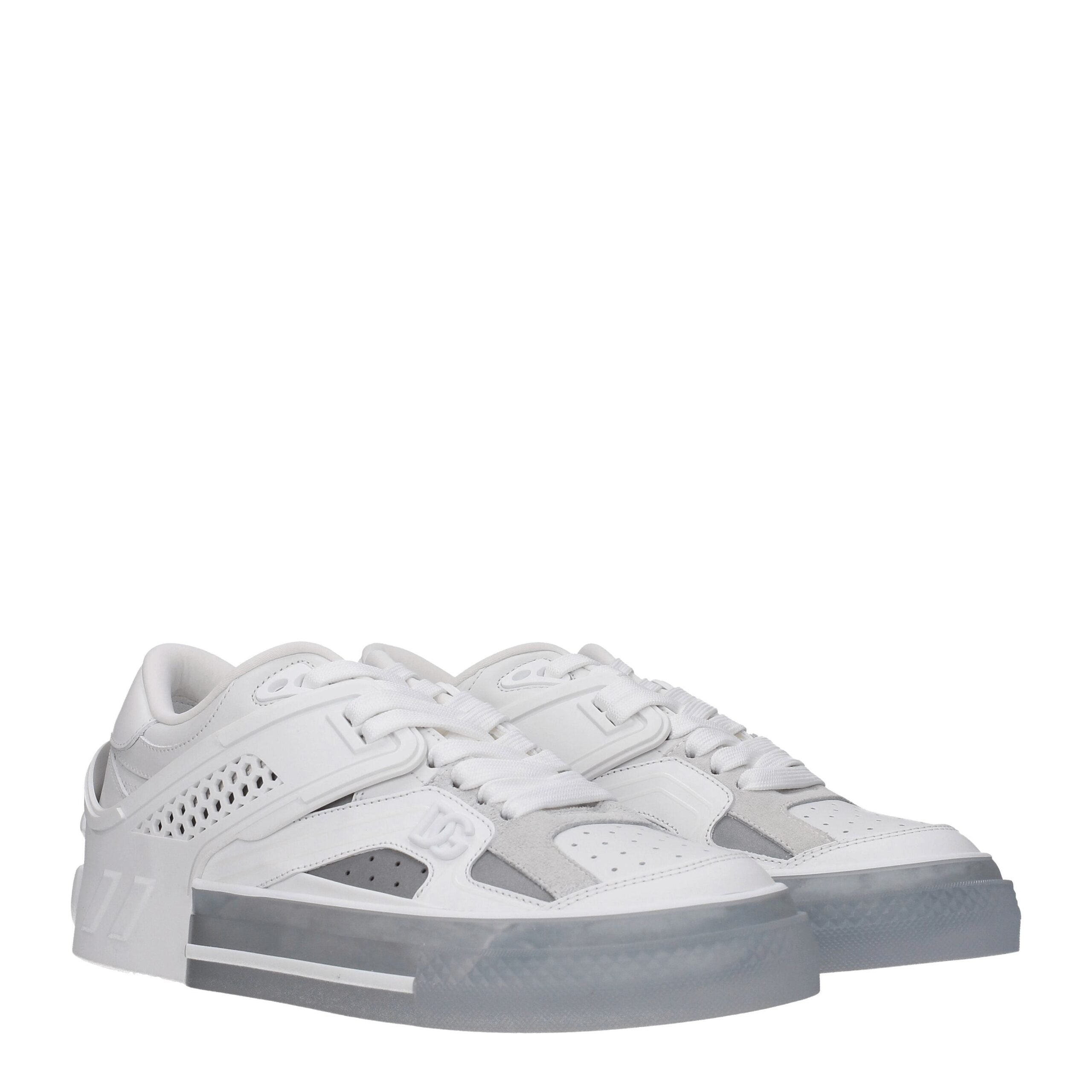 Dolce & Gabbana Weiße Leder Low-Top-Sneaker