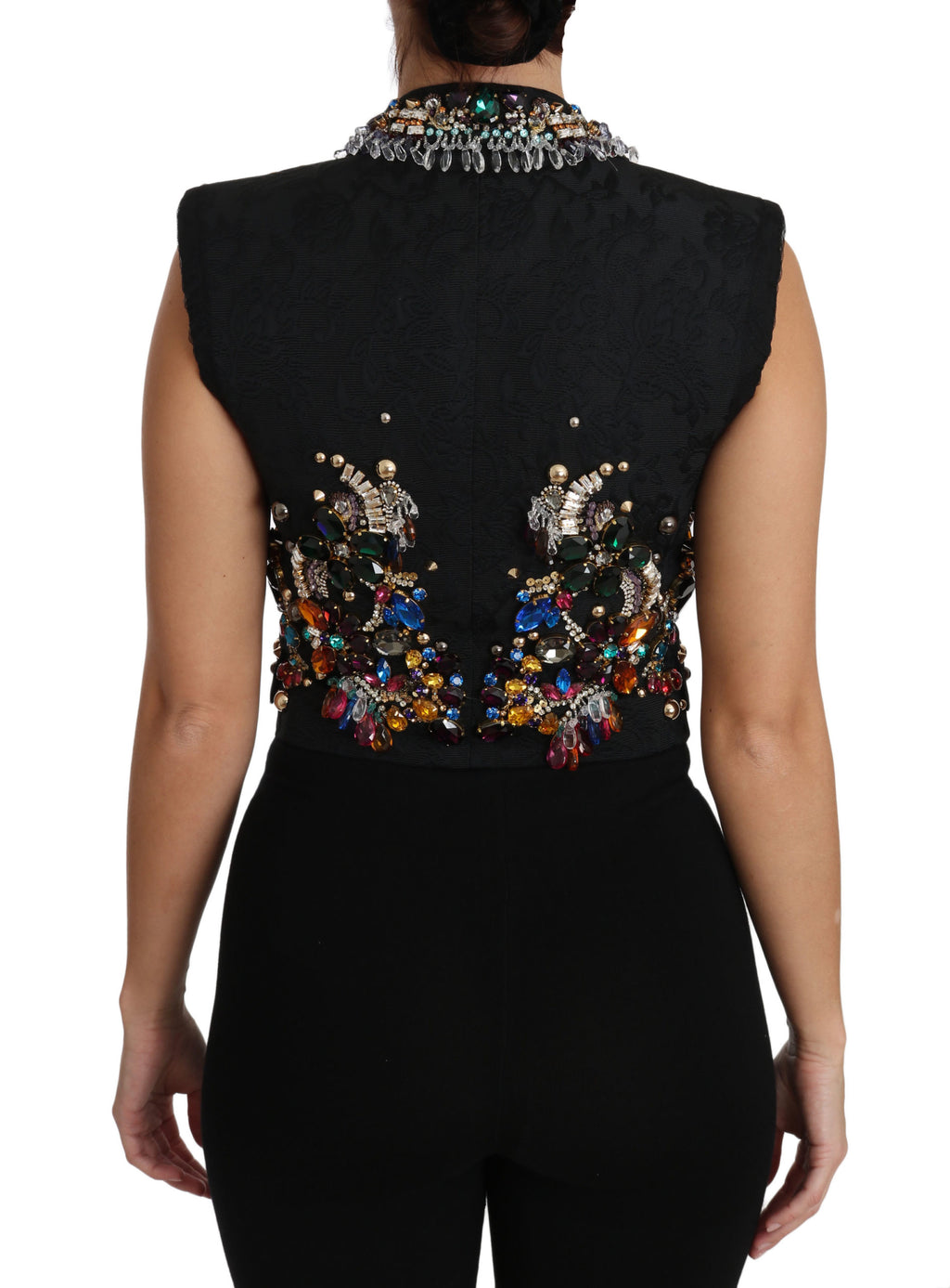 Dolce & Gabbana Black Crystal Sicily Vest