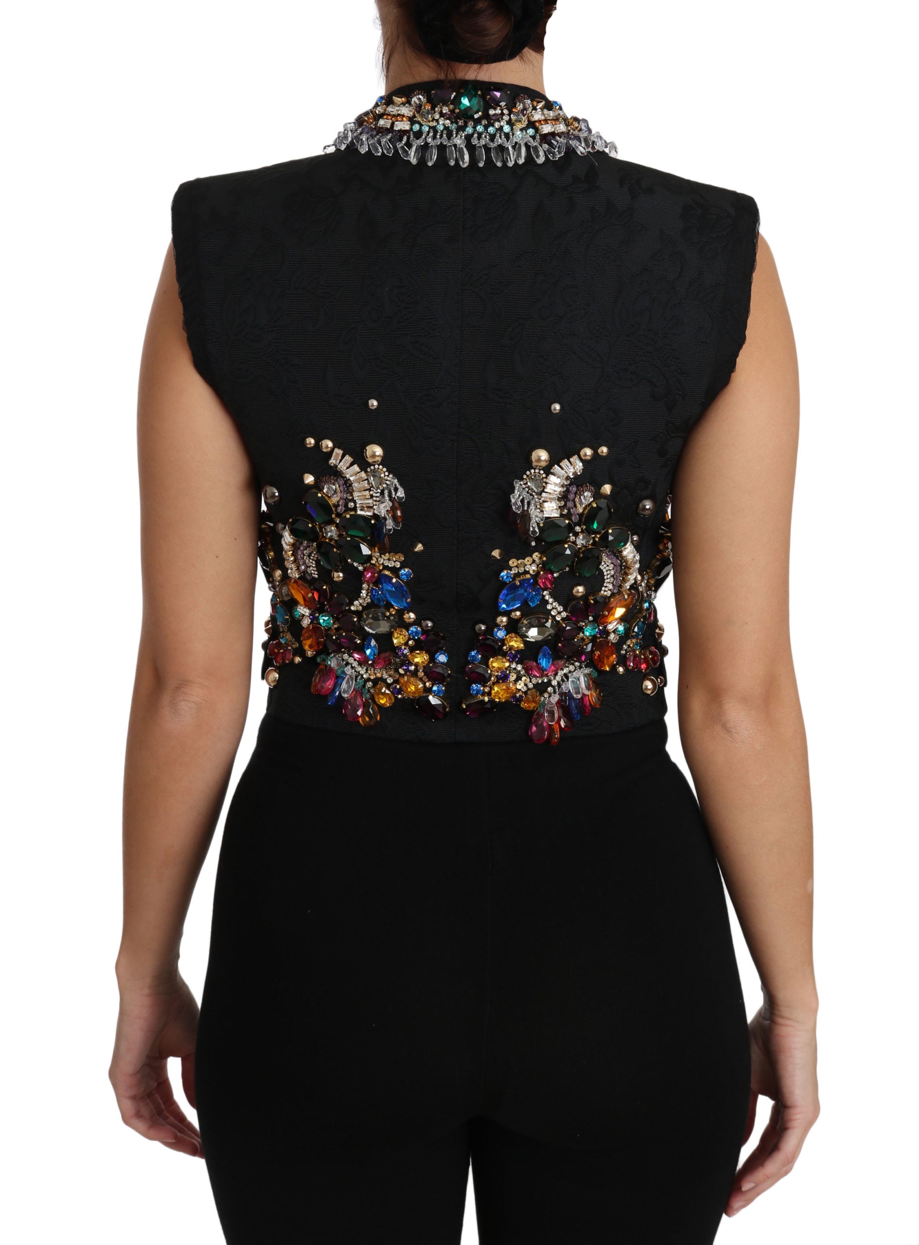 Dolce & Gabbana Black Crystal Sicily Vest