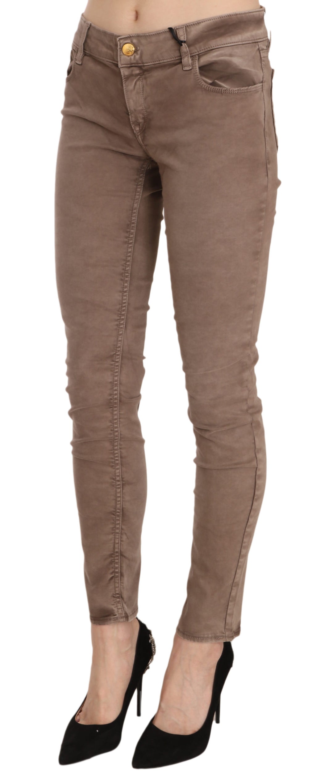 CYCLE Braune Slim Fit Skinny-Hose mit niedriger Taille