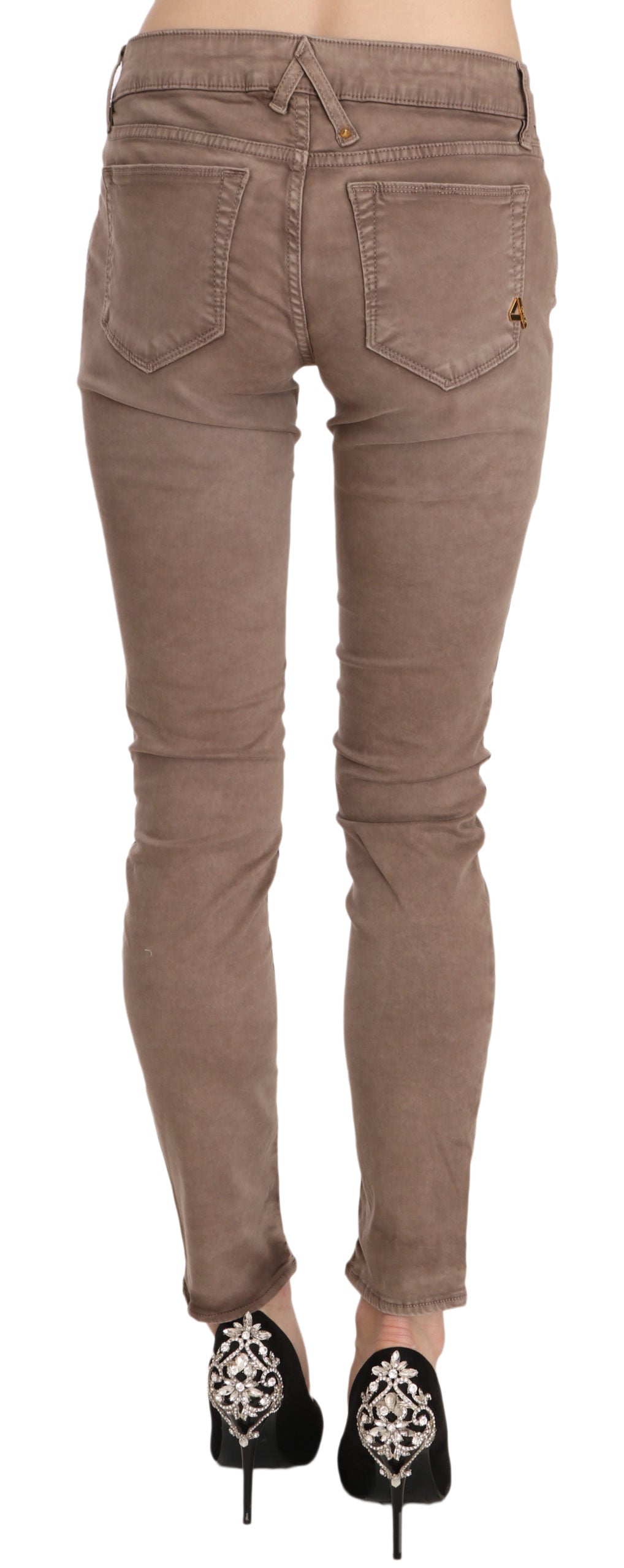 CYCLE Braune Slim Fit Skinny-Hose mit niedriger Taille