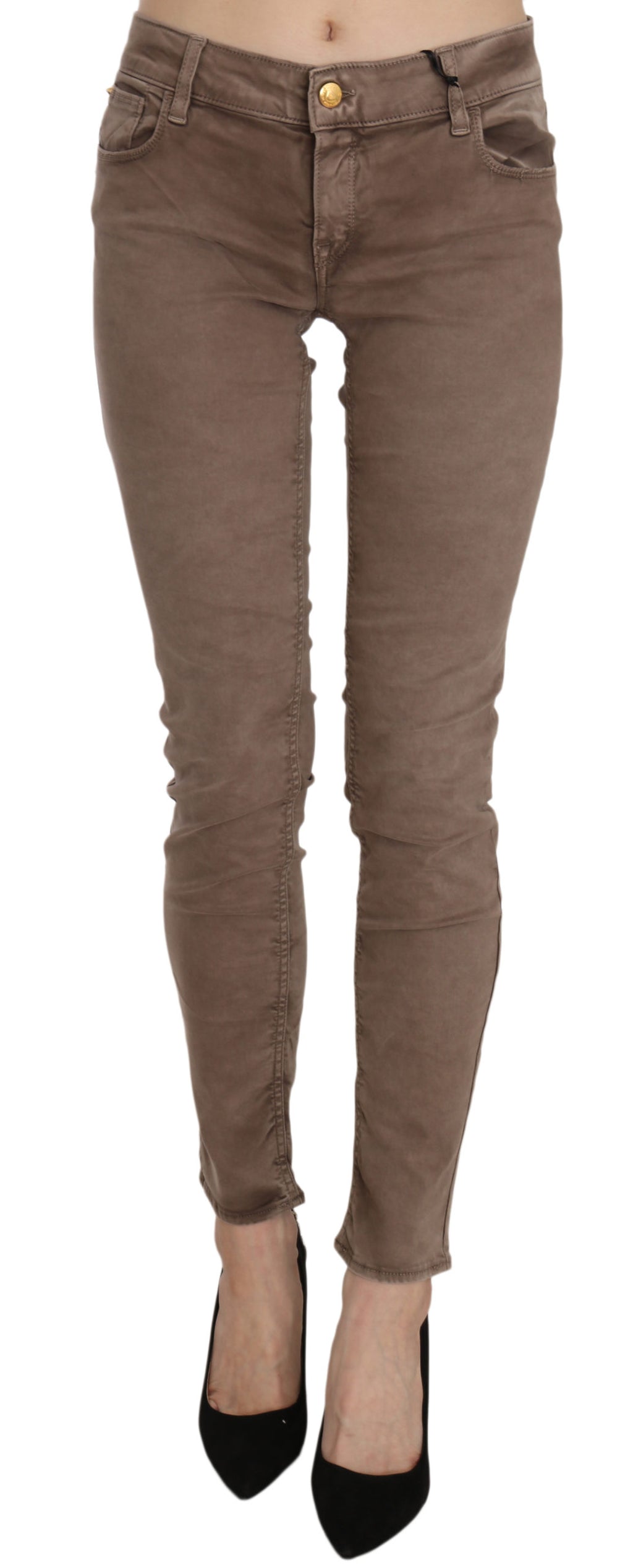 CYCLE Braune Slim Fit Skinny-Hose mit niedriger Taille