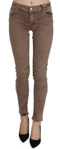 CYCLE Braune Slim Fit Skinny-Hose mit niedriger Taille