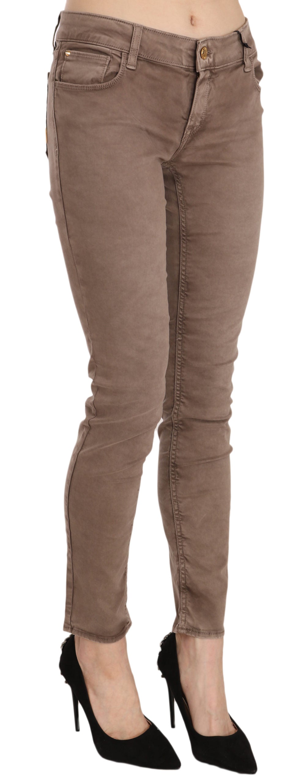 CYCLE Braune Slim Fit Skinny-Hose mit niedriger Taille