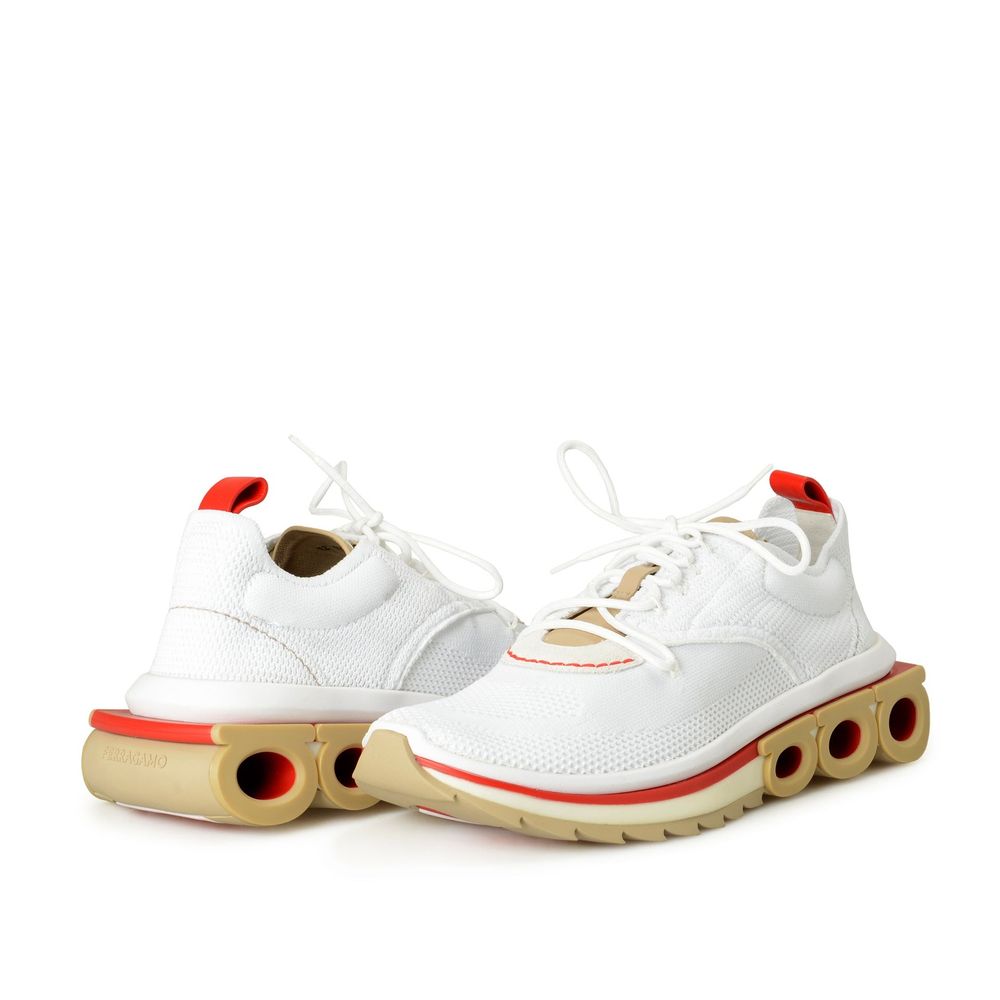 Salvatore Ferragamo Weiße Stoff-Sneaker im Athletic-Stil
