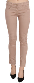 CRISTINAEFFE Braune Slim Fit Skinny-Hose aus Baumwolle mit niedriger Taille