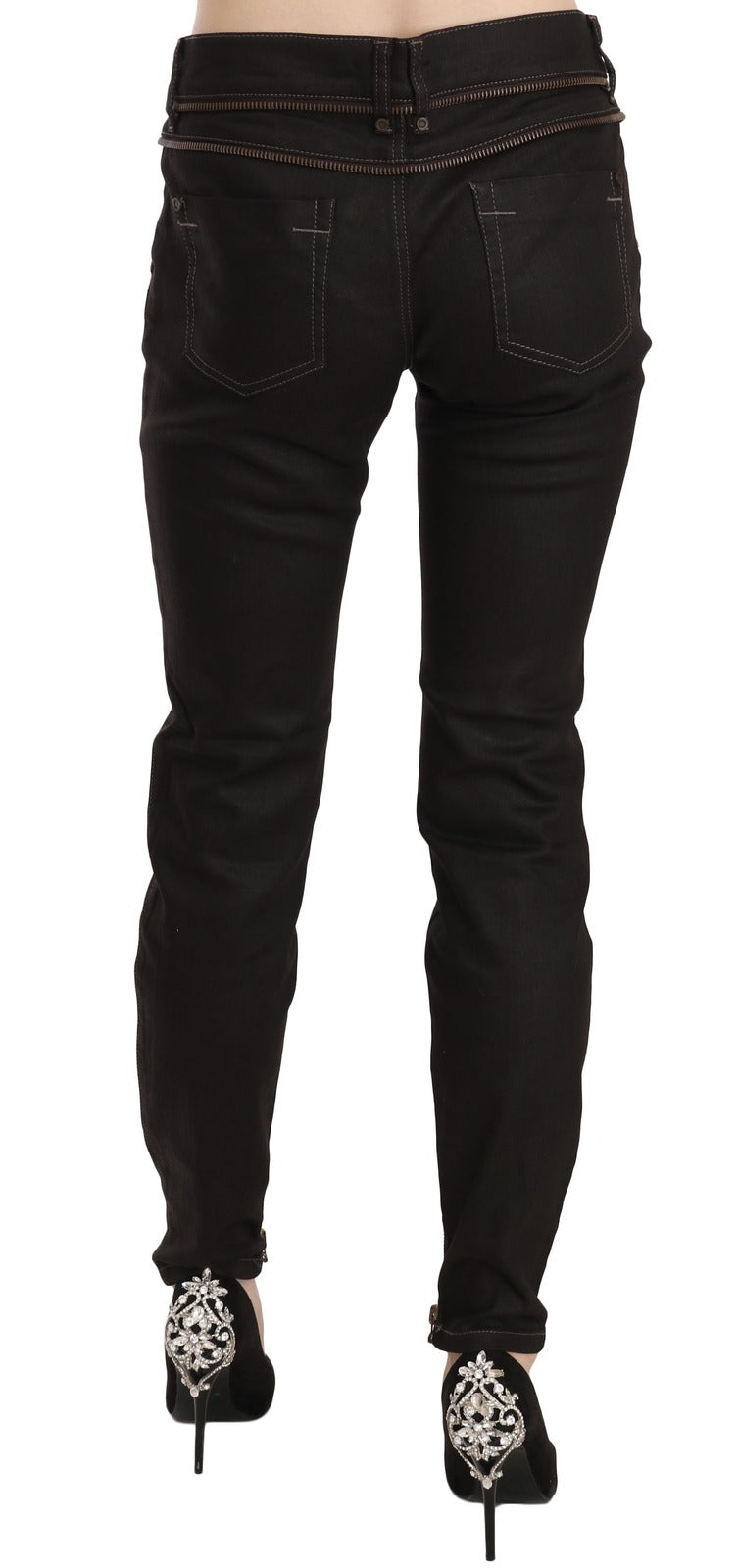 John Galliano Schwarze Skinny Jeans aus Baumwolle mit mittlerer Taille