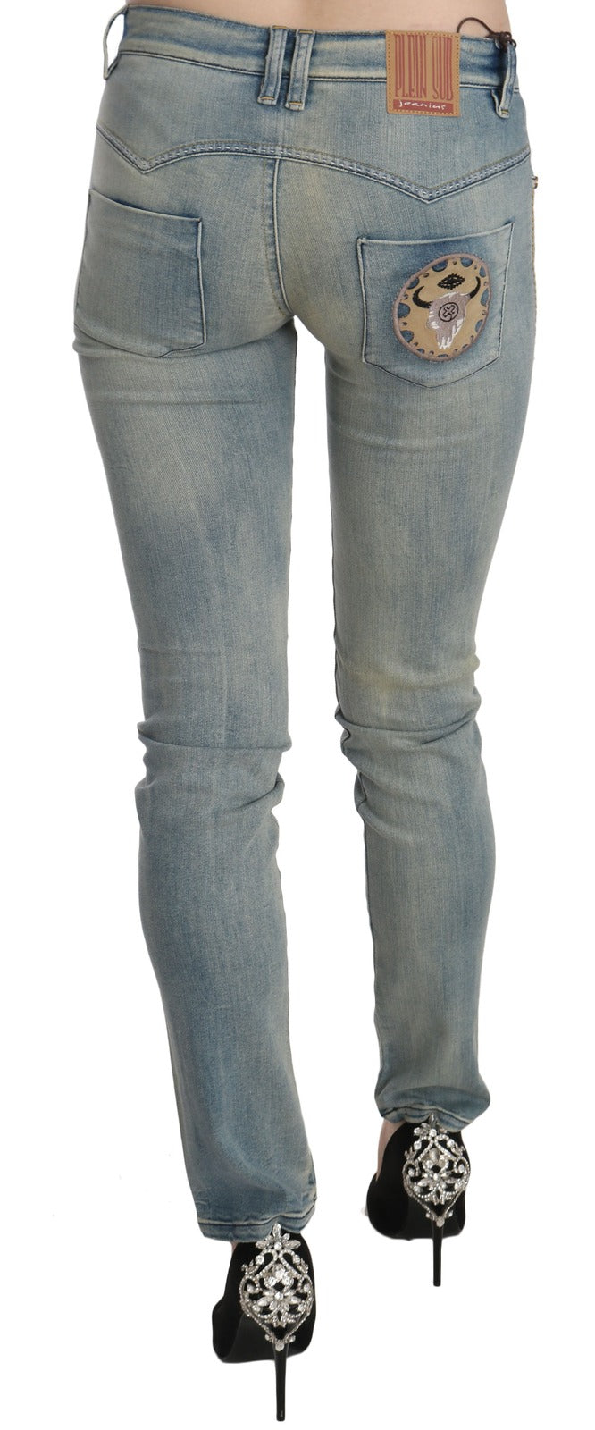 PLEIN SUD Light Blue Washed Mid-Rise Skinny Jeans