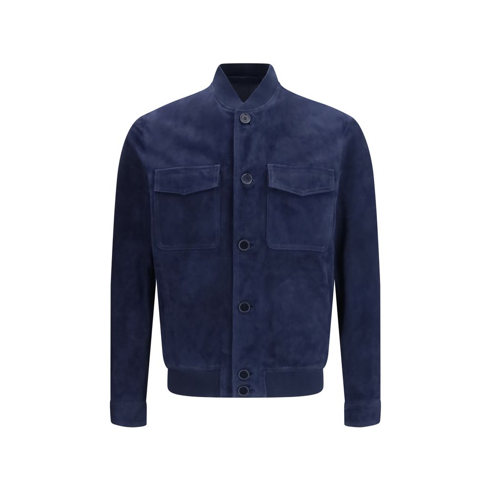 Salvatore Santoro Blaue Kalbsleder Bos Taurus Shell Jacke