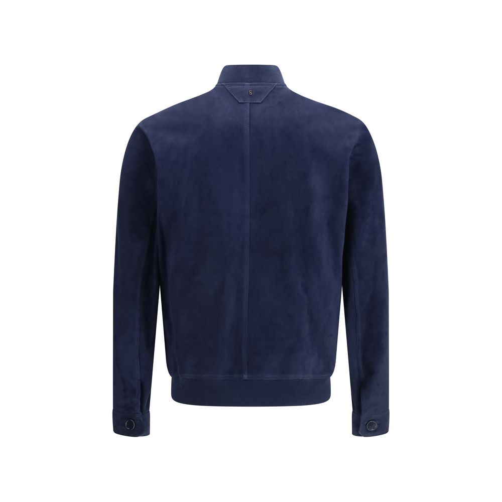 Salvatore Santoro Blaue Kalbsleder Bos Taurus Shell Jacke