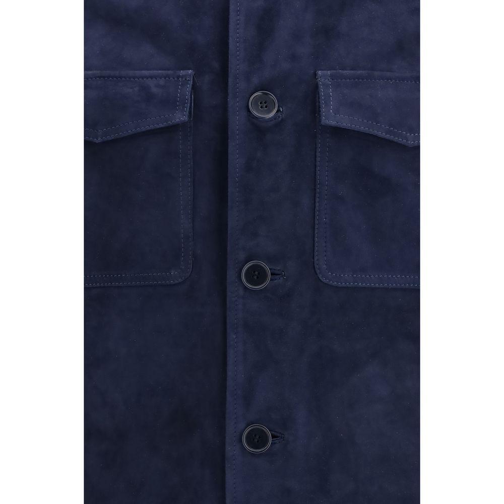 Salvatore Santoro Blaue Kalbsleder Bos Taurus Shell Jacke