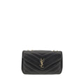 Saint Laurent Schwarze Bos Taurus Kalbsleder Schultertasche
