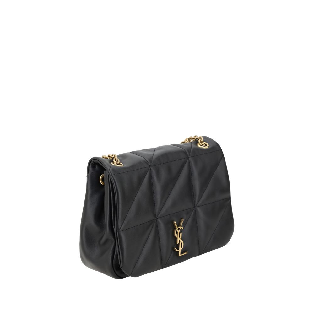 Saint Laurent Schwarze Bos Taurus Kalbsleder Schultertasche