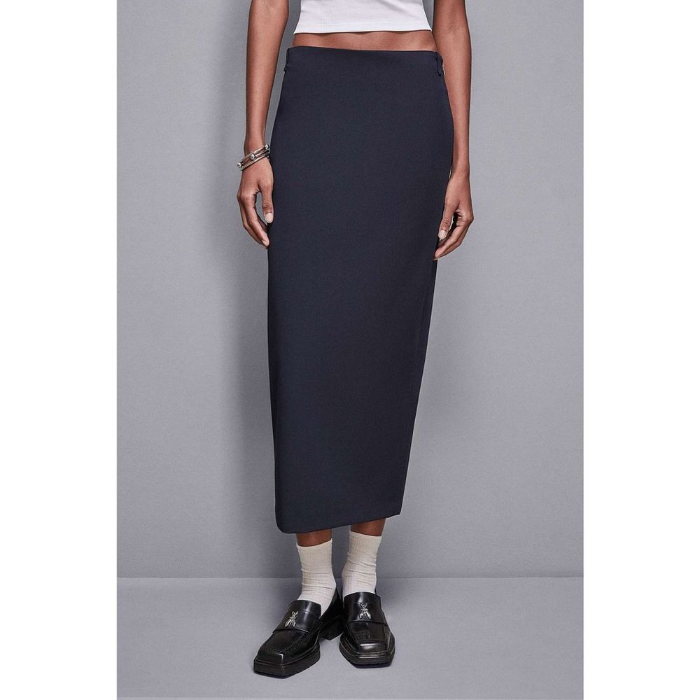 Patrizia Pepe Long Skirt in Navy Blue Polyester