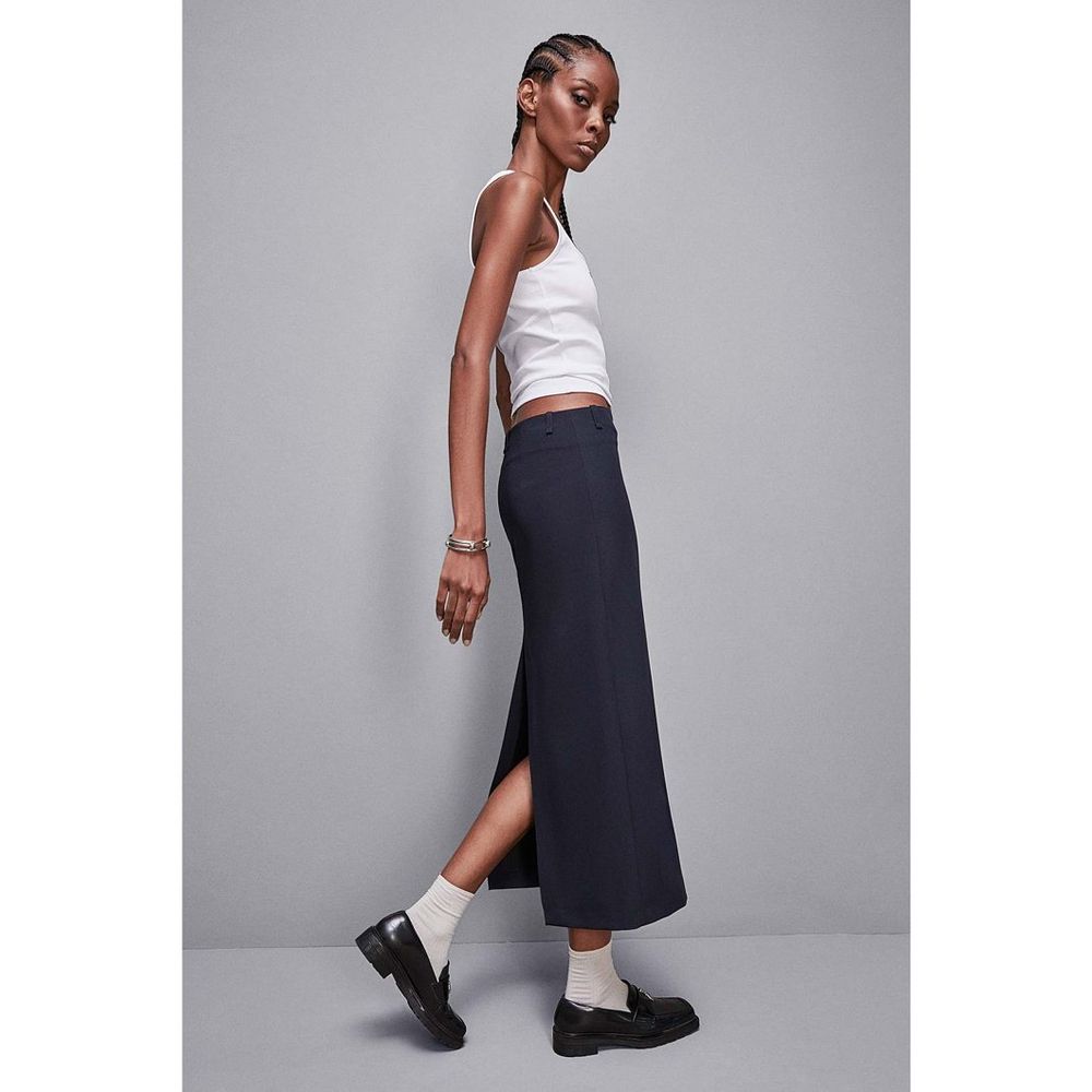 Patrizia Pepe Long Skirt in Navy Blue Polyester