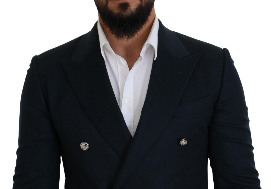 Dolce & Gabbana Blauer Zweireihiger Formaler Mantel-Blazer