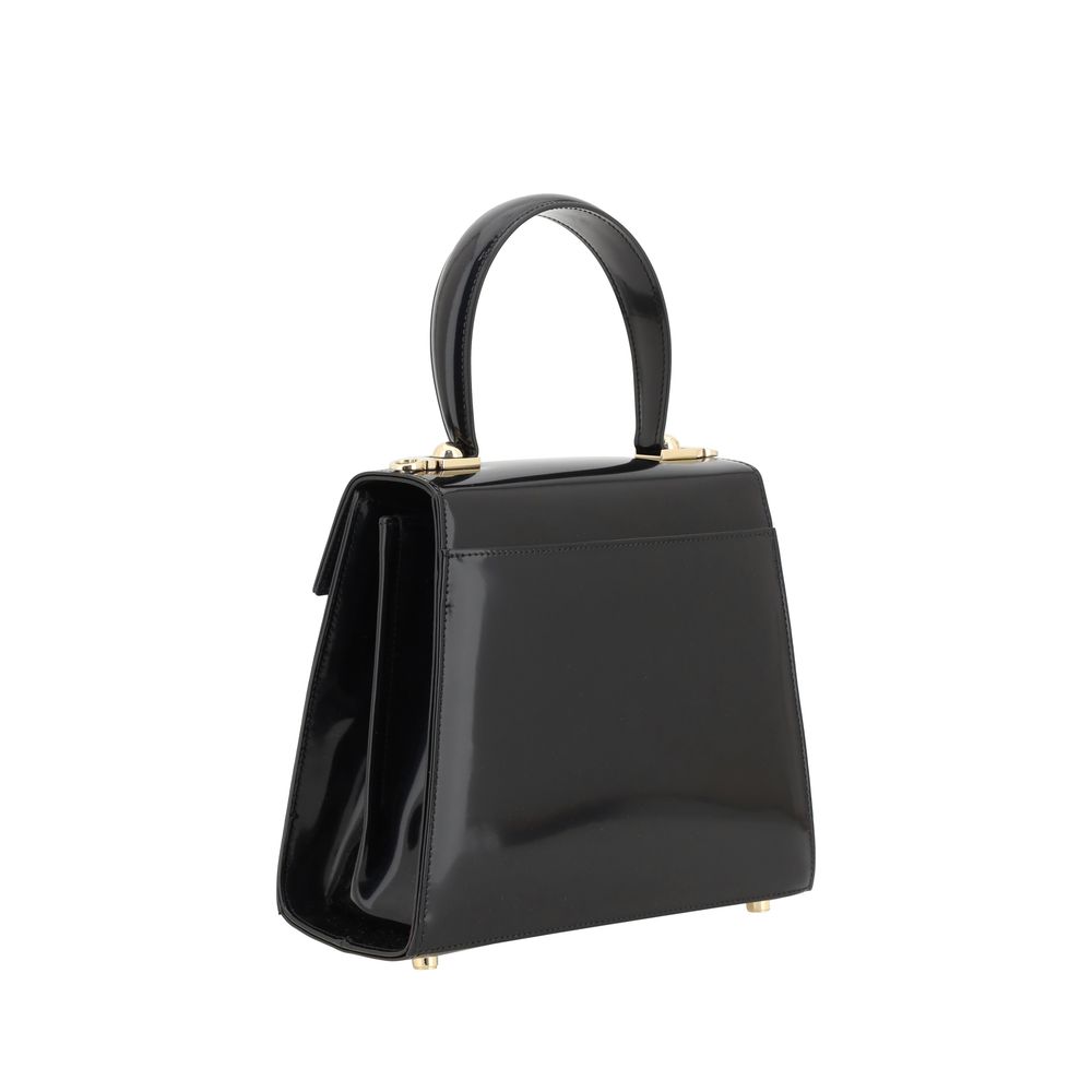 Ferragamo Schwarze Kalbsleder Bos Taurus Handtasche