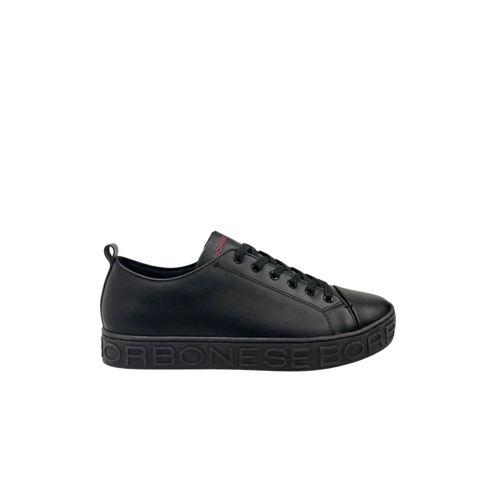 Borbonese Schwarzer Leder Herren Sneaker