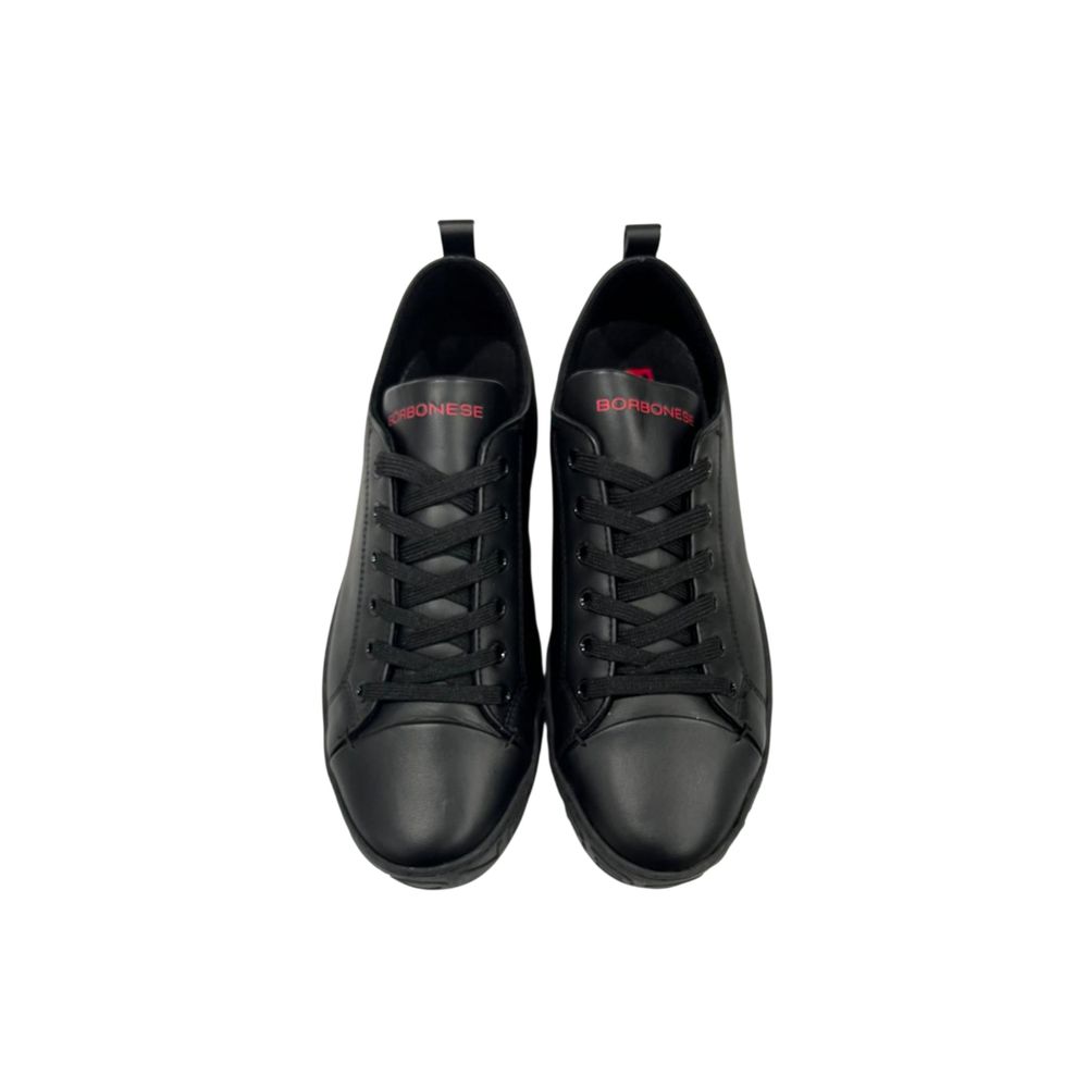 Borbonese Schwarzer Leder Herren Sneaker