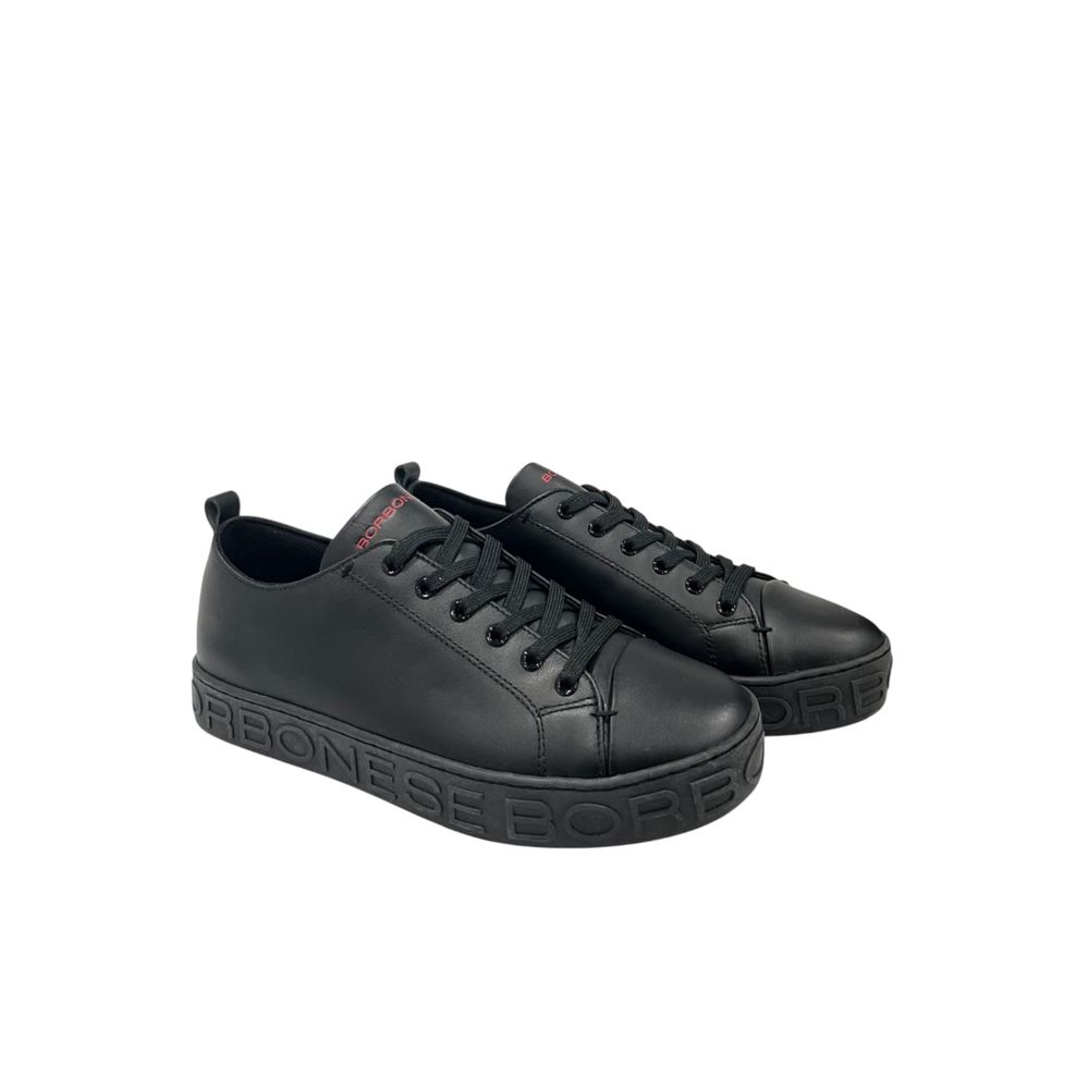 Borbonese Schwarzer Leder Herren Sneaker