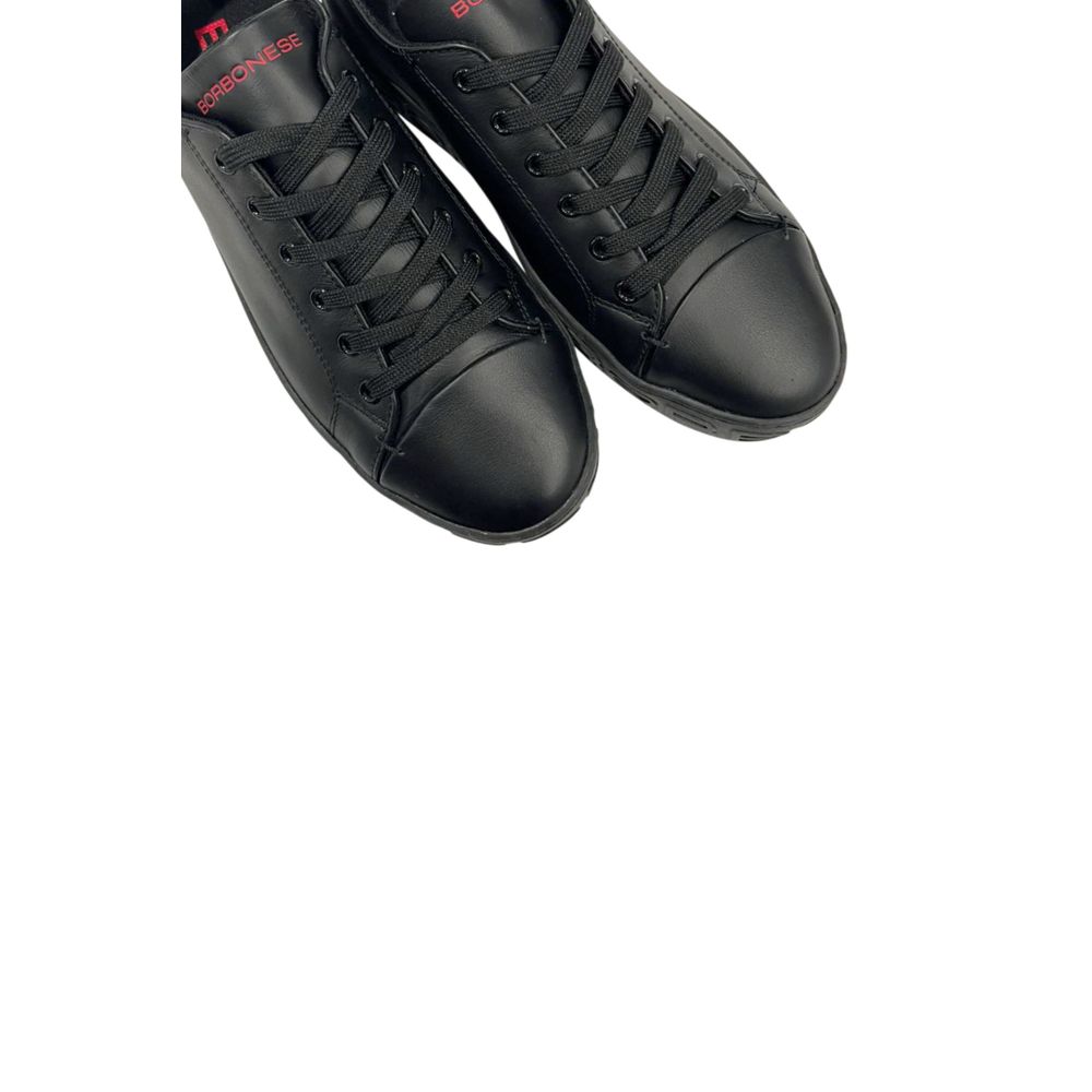Borbonese Schwarzer Leder Herren Sneaker