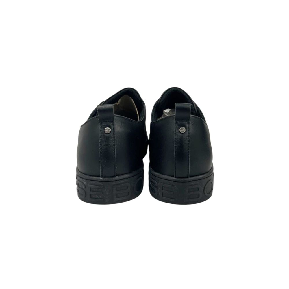 Borbonese Schwarzer Leder Herren Sneaker