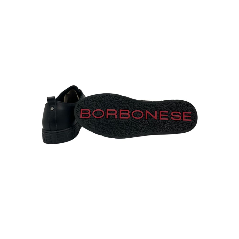 Borbonese Schwarzer Leder Herren Sneaker